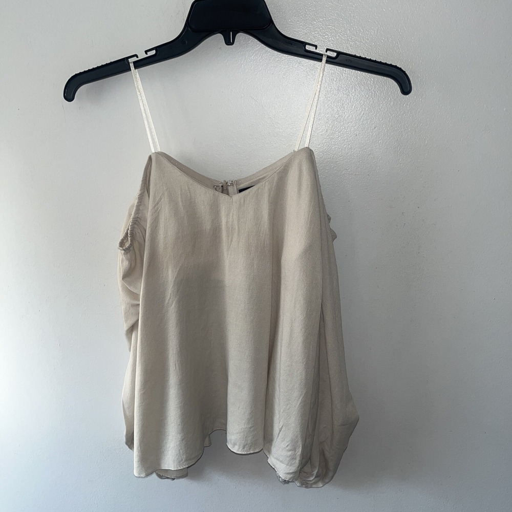 Tuckernuck Pomander Place Women's Pippa Blouse Puff Sleeve Sz XS Beige